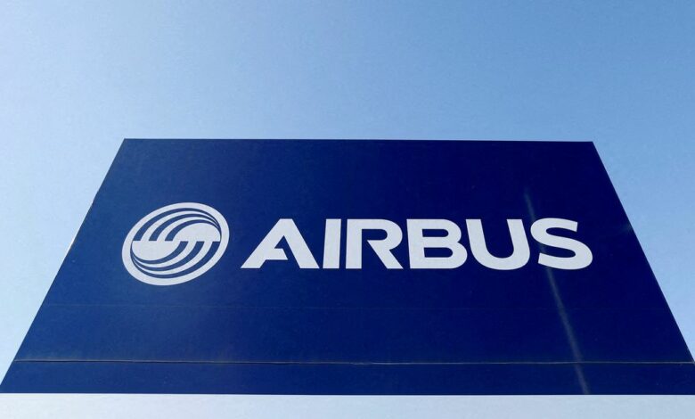 A logo of Airbus is seen at Airbus headquarters in Blagnac