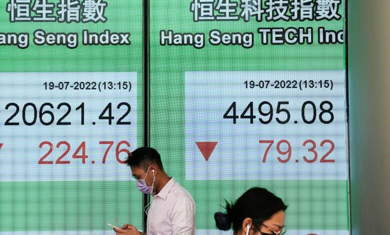 Hang Seng Stock index at Central district in Hong Kong