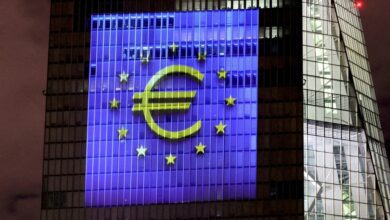 Illumination at ECB headquarters for the Euro