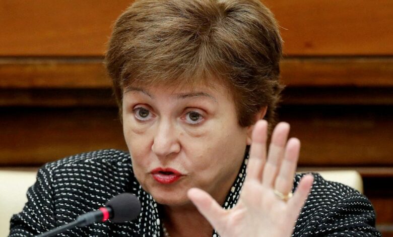 IMF Managing Director Kristalina Georgieva speaks during a conference hosted by the Vatican on economic solidarity