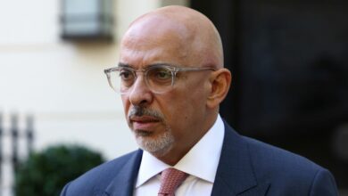 British Chancellor of the Exchequer Nadhim Zahawi leaves his home in central London