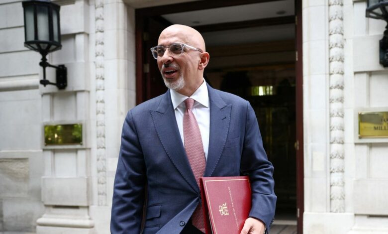 British Chancellor of the Exchequer and Conservative leadership candidate Nadhim Zahawi leaves a television studio in London