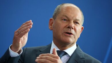 German Chancellor Scholz holds a news conference on energy situation, in Berlin