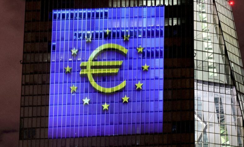 Illumination at ECB headquarters for the Euro