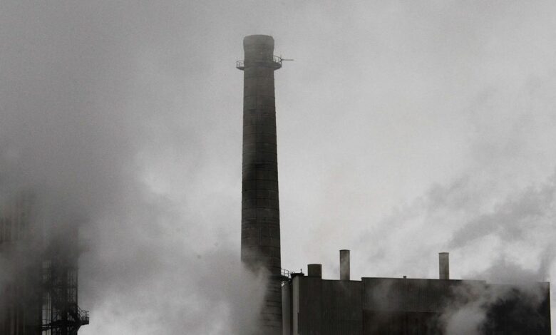 Water vapour billows from smokestacks at the Smurfit Kappa Cellulose du Pin plant in Facture