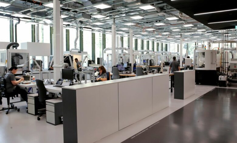 General view shows a workshop at the new factory of Swiss watch manufacturer IWC in Schaffhausen