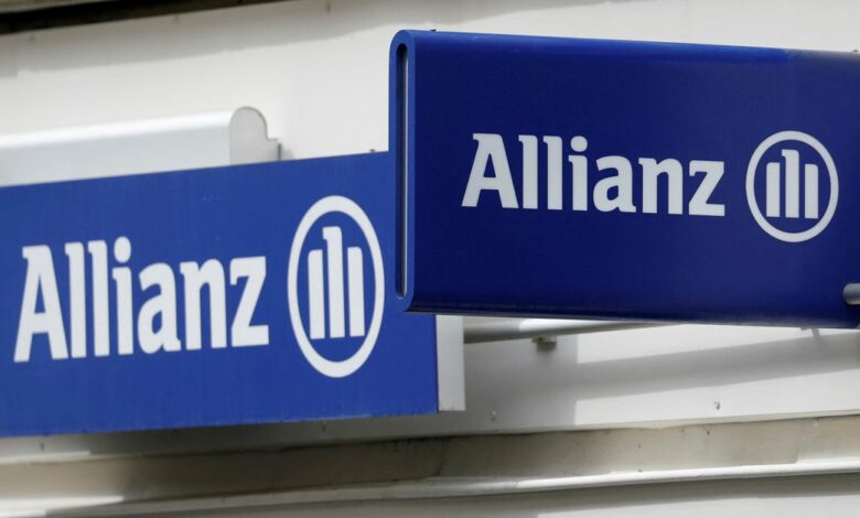 The logo of Allianz is seen in Paris