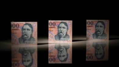 Photo illustration of 20,000 Forint notes