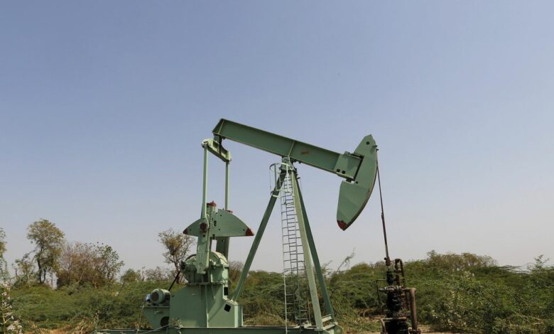 ONGC well is pictured in an oil field on the outskirts of western city of Ahmedabad