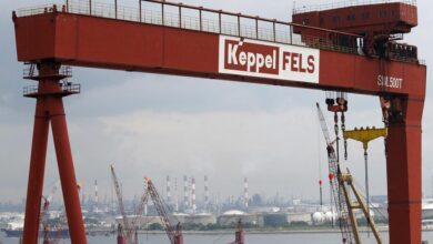 A view of a Keppel Corporation shipyard in western Singapore