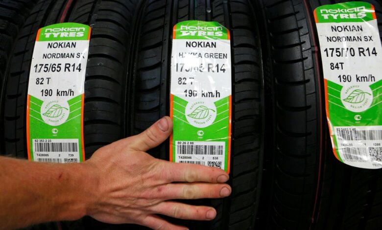 An employee works at the Nokian Tyres factory in Vsevolozhsk, near St. Petersburg, Russia