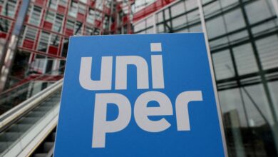 The Uniper logo is seen in front of the utility