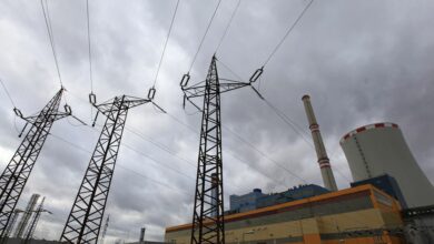 Electricity pylons carry power from CEZ