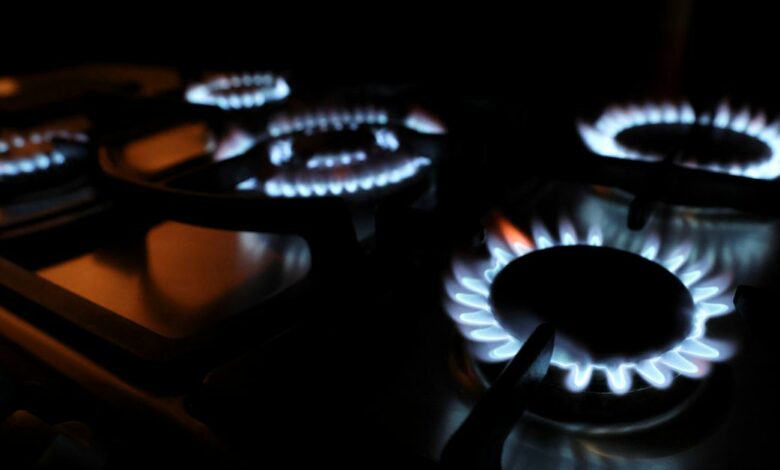 Gas is switched on a gas cooking range in a private home in Sint-Pieters-Leeuw