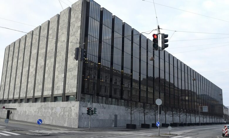 The Danish central bank, also known as Danish Nationalbank, is seen in Copenhagen
