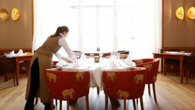 General view shows restaurant of hotel castle Elmau in Kruen