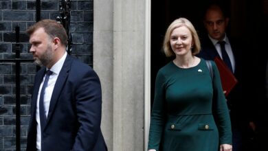 New British Prime Minister Liz Truss leaves 10 Downing Street, in London