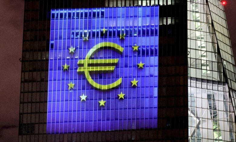 FILE PHOTO: Illumination at ECB headquarters for the Euro