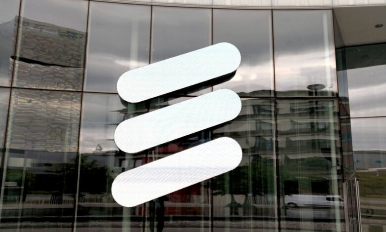 The Ericsson logo is seen at the Ericsson