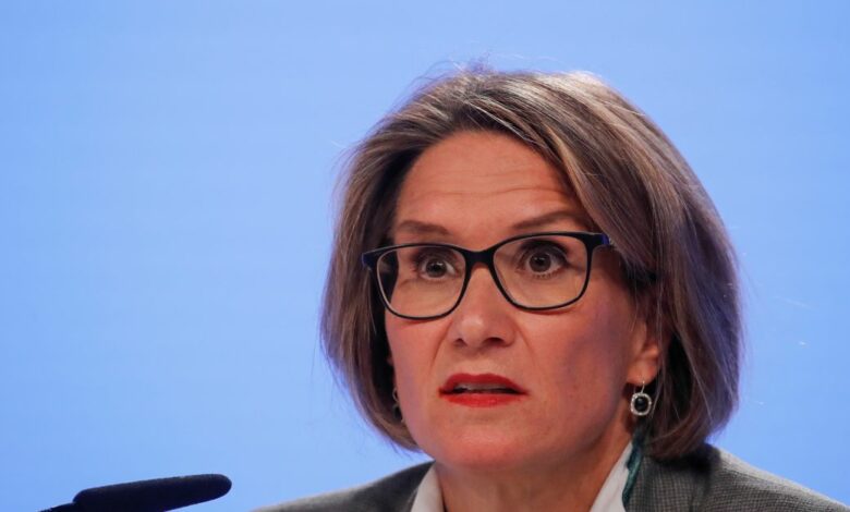 Swiss National Bank (SNB) Governing Board member Andrea Maechler speaks as she attends a news conference in Bern