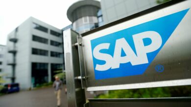 FILE PHOTO: The logo of German software group SAP is pictured at its headquarters in Walldorf