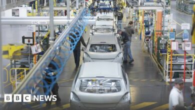Car plant production line from above in the North of England