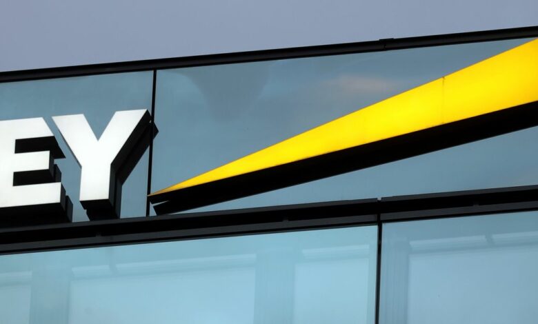 Logo of of Ernst & Young is seen in Zurich